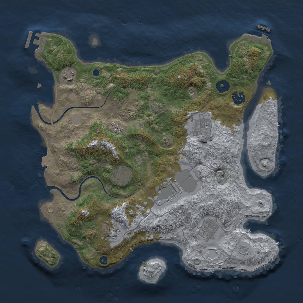 Rust Map: Procedural Map, Size: 3500, Seed: 231631, 14 Monuments