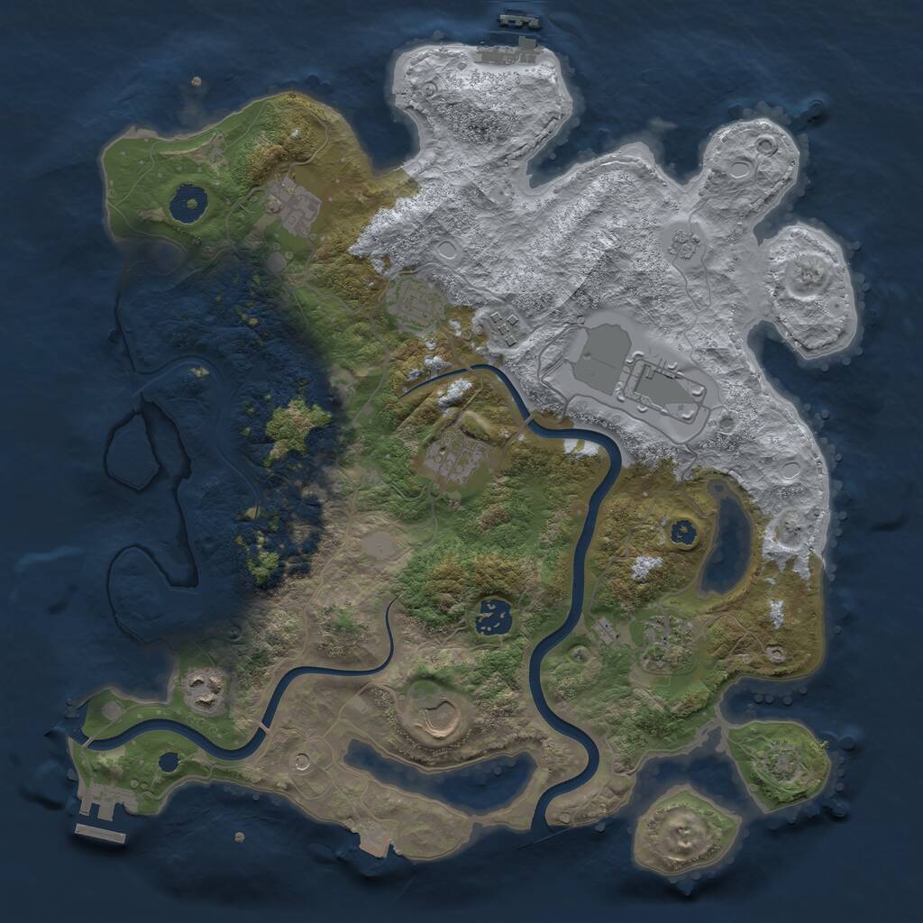Rust Map: Procedural Map, Size: 3700, Seed: 744857287, 15 Monuments