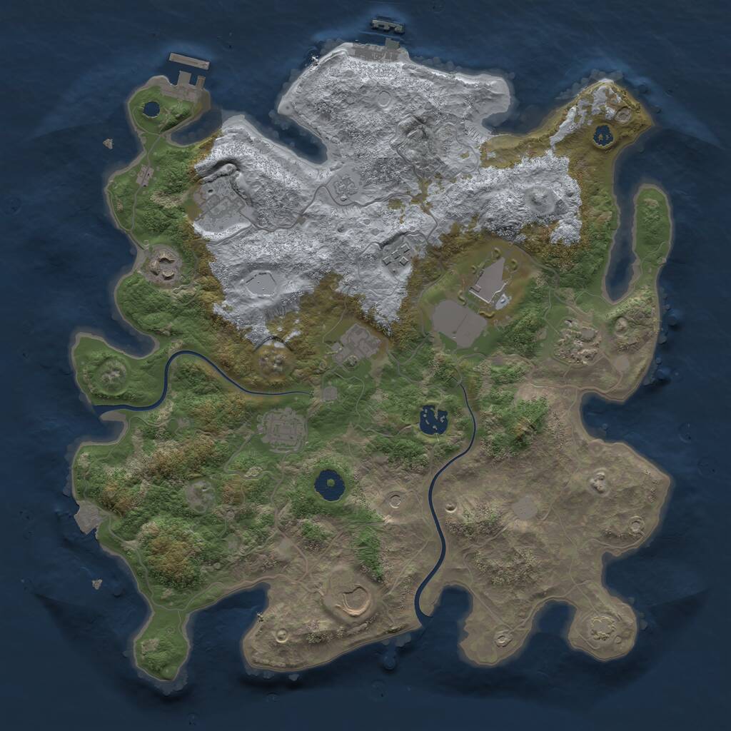Rust Map: Procedural Map, Size: 3700, Seed: 877466703, 15 Monuments