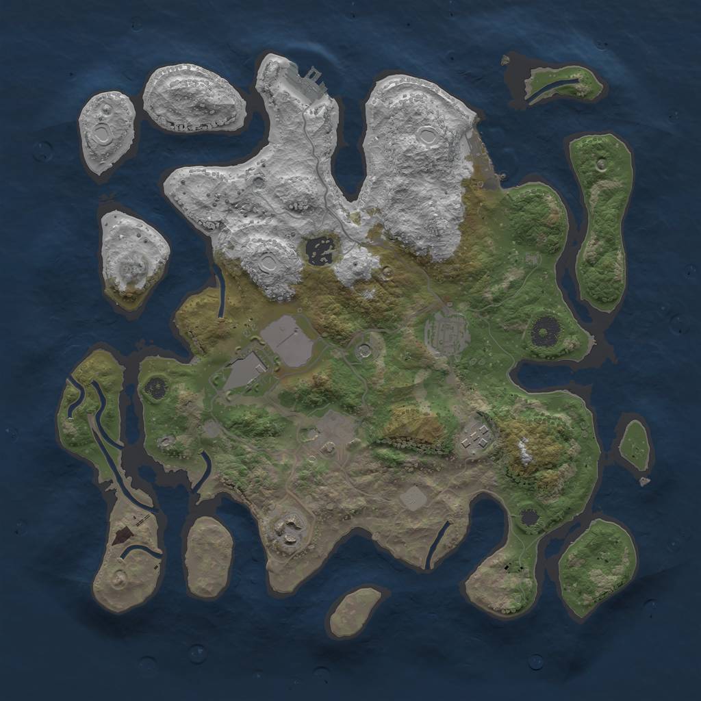 Rust Map: Procedural Map, Size: 3500, Seed: 1132850607, 14 Monuments