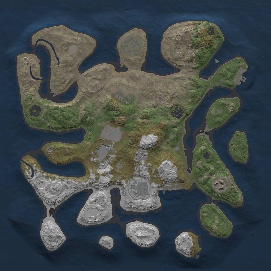 Rust Map: Procedural Map, Size: 3500, Seed: 1740348610, 15 Monuments