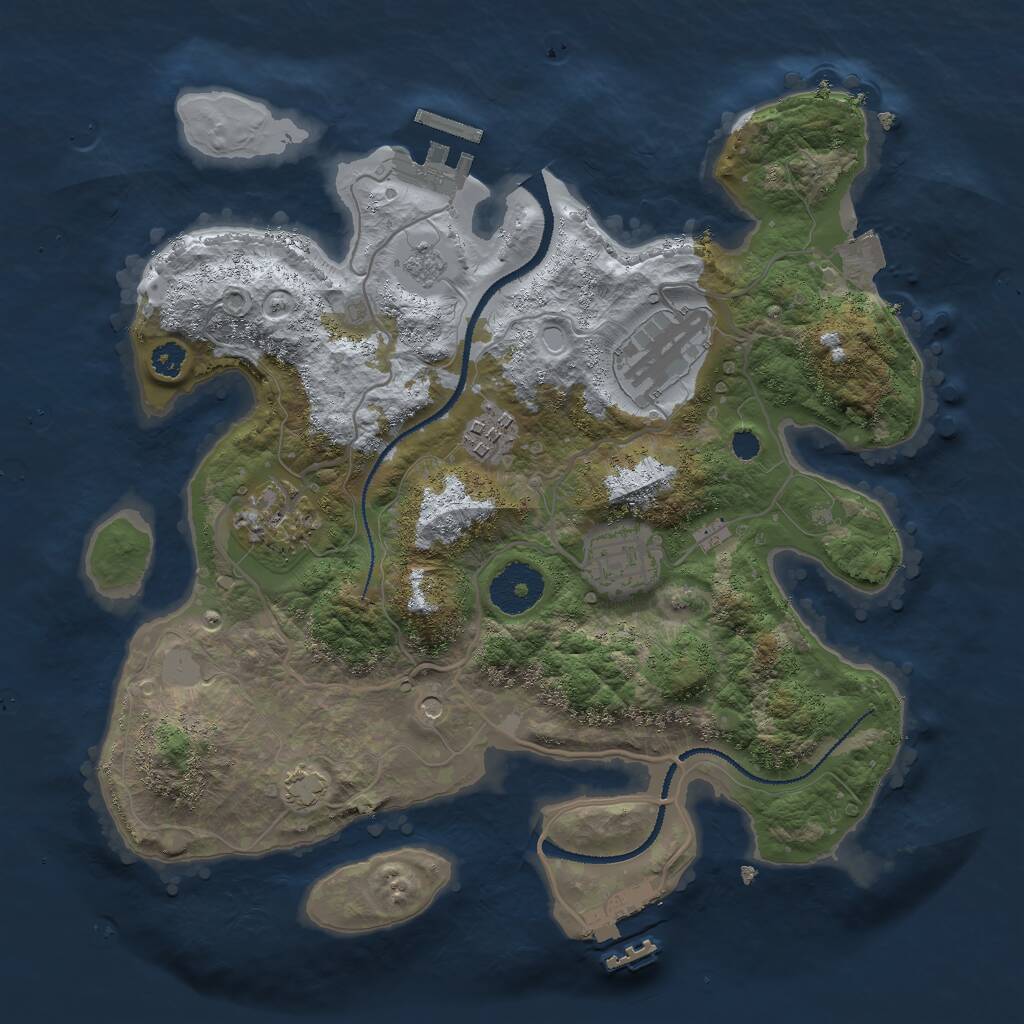 Rust Map: Procedural Map, Size: 3000, Seed: 760334, 10 Monuments