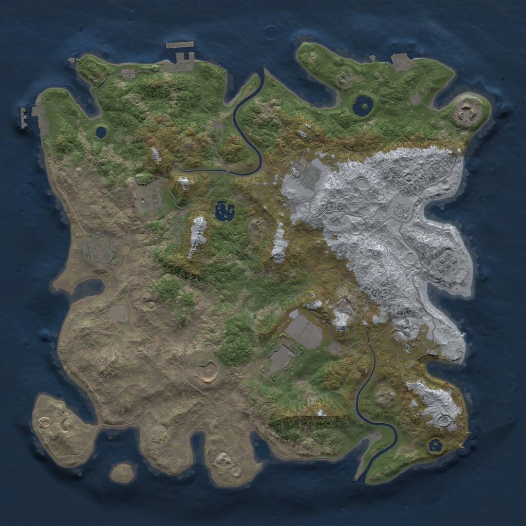 Rust Map: Procedural Map, Size: 3850, Seed: 795327279, 15 Monuments