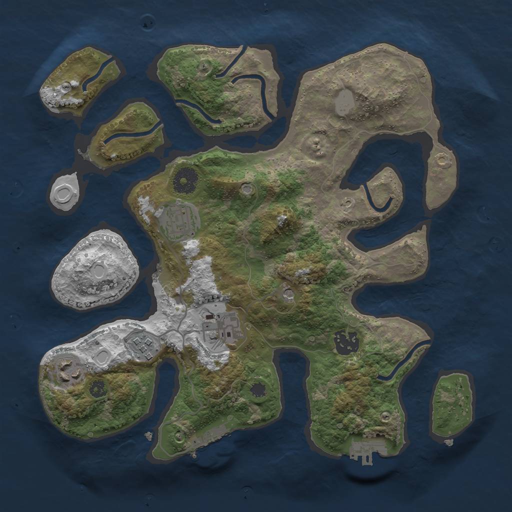 Rust Map: Procedural Map, Size: 3000, Seed: 292255, 13 Monuments
