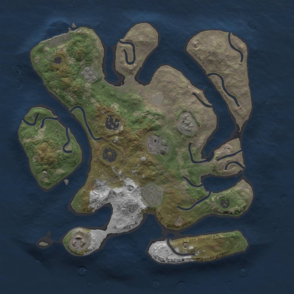 Rust Map: Procedural Map, Size: 3000, Seed: 939240, 12 Monuments