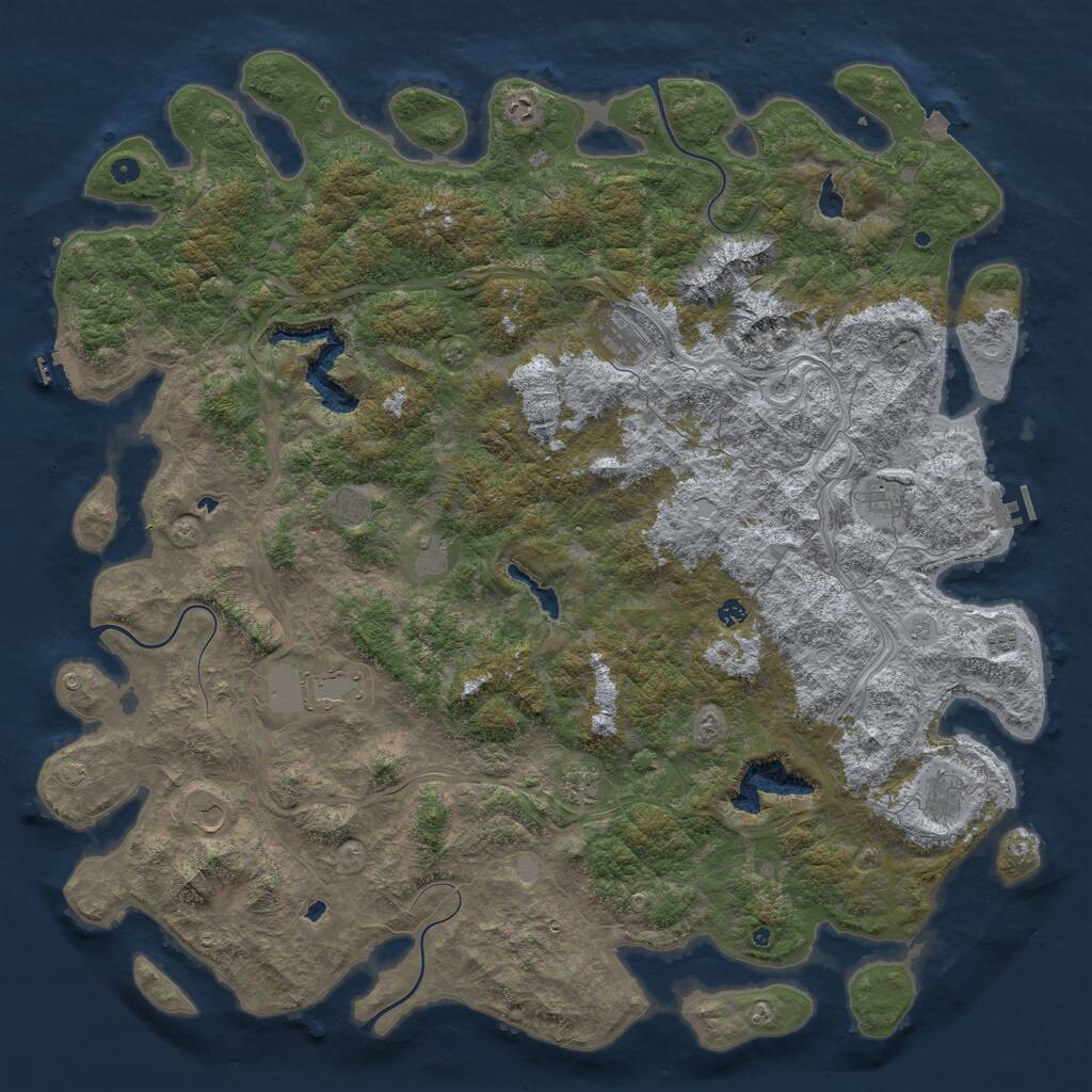 Rust Map: Procedural Map, Size: 6000, Seed: 1111, 17 Monuments