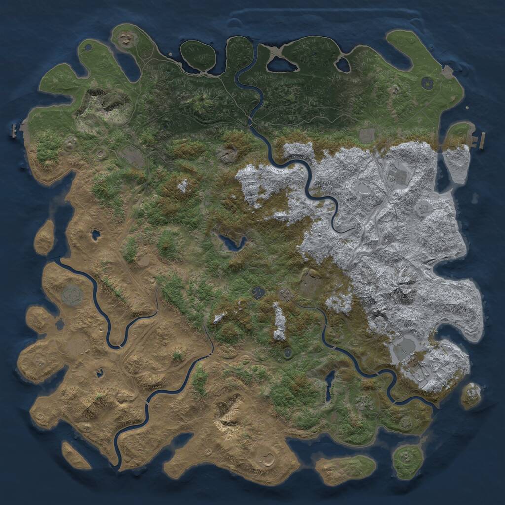 Rust Map: Procedural Map, Size: 6000, Seed: 1111, 19 Monuments