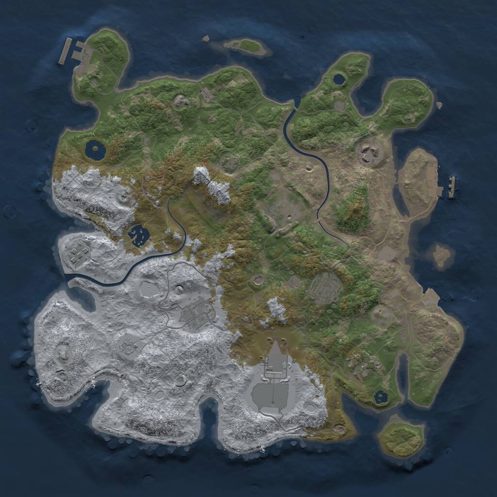 Rust Map: Procedural Map, Size: 3650, Seed: 15235150, 14 Monuments