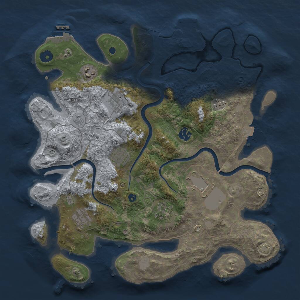 Rust Map: Procedural Map, Size: 3600, Seed: 680206633, 14 Monuments