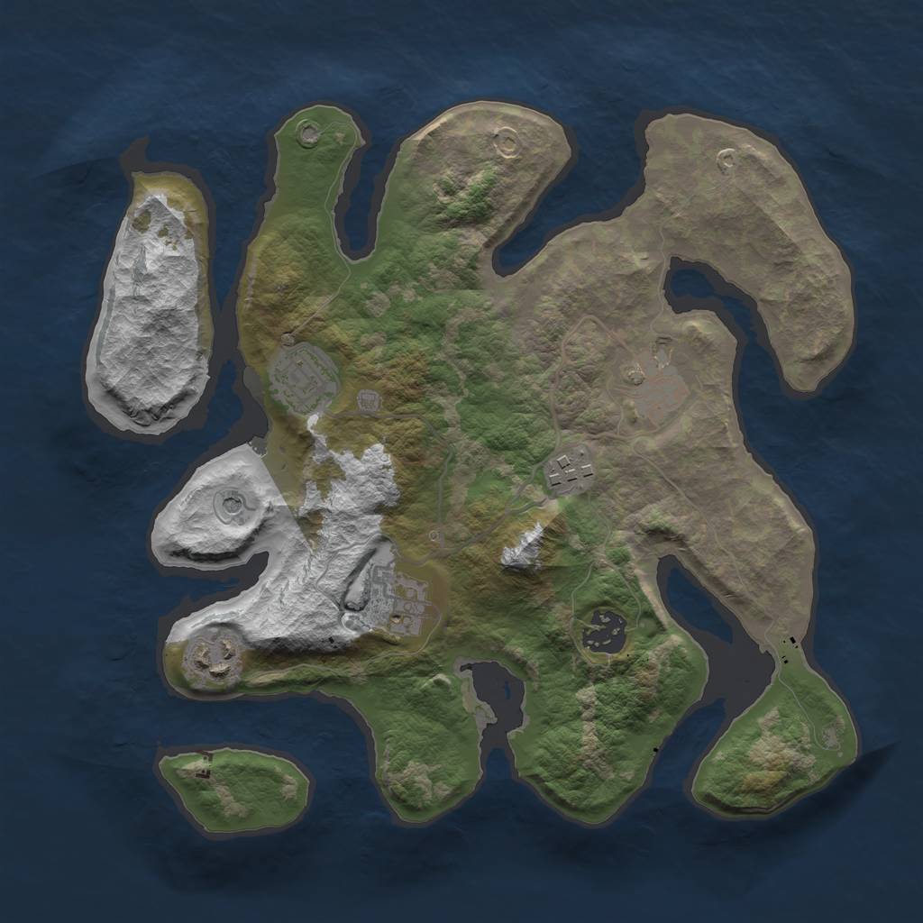 Rust Map: Barren, Size: 3098, Seed: 2084136021, 9 Monuments