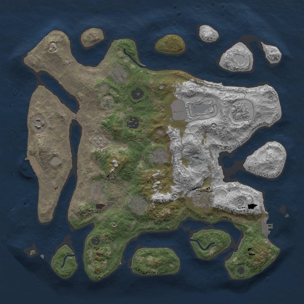 Rust Map: Procedural Map, Size: 3800, Seed: 1101197423, 18 Monuments