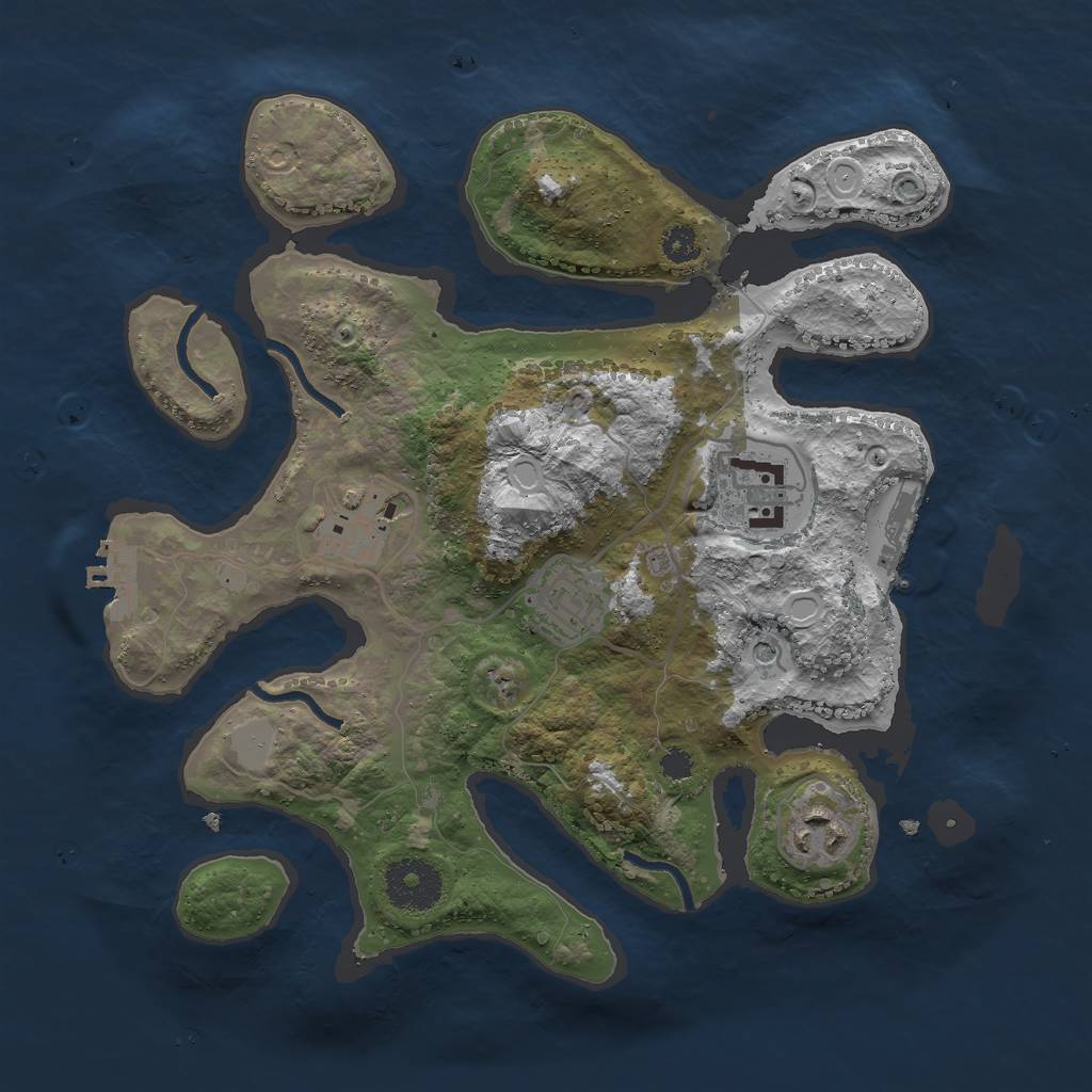 Rust Map: Procedural Map, Size: 3000, Seed: 1813897286, 12 Monuments