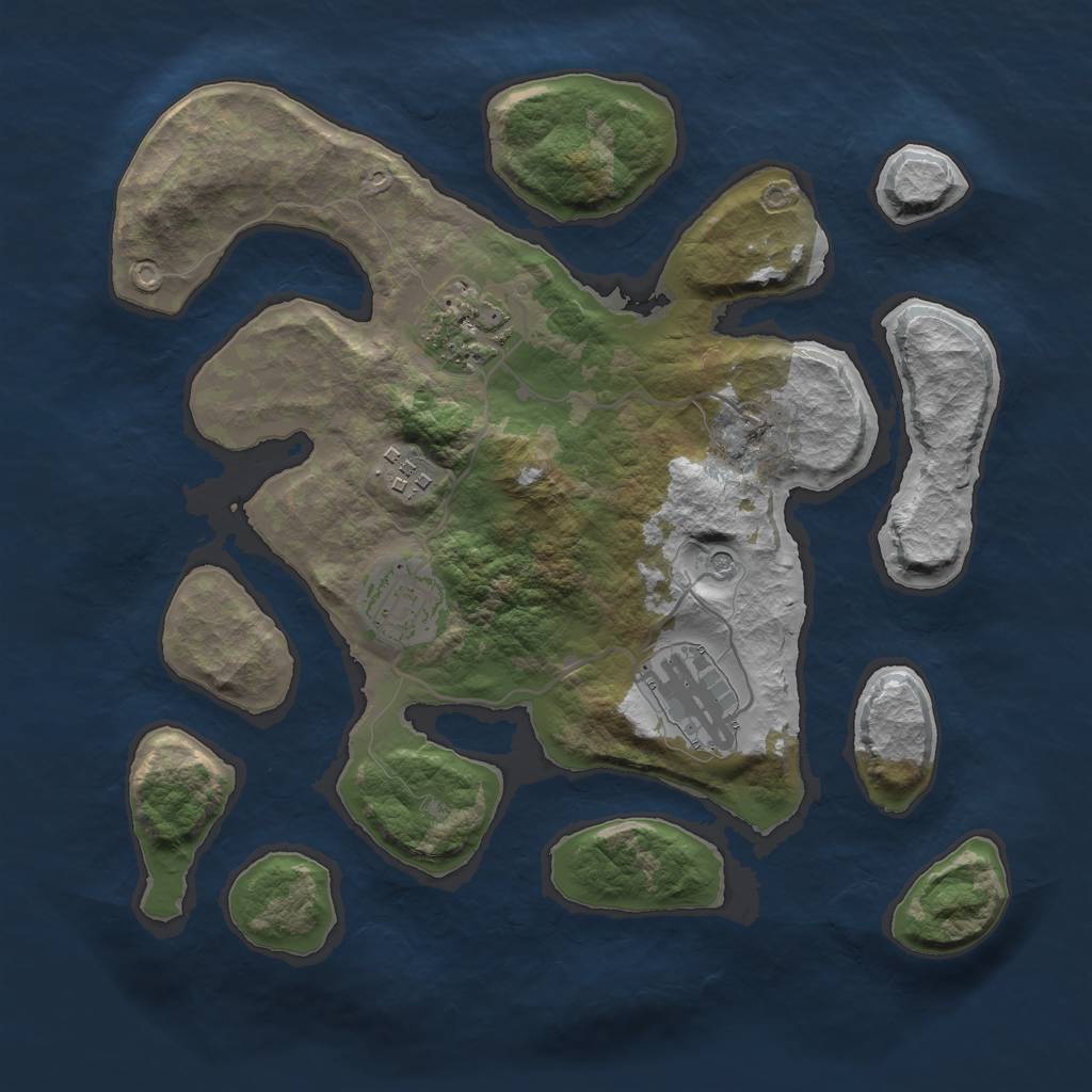 Rust Map: Barren, Size: 3000, Seed: 8559572, 7 Monuments