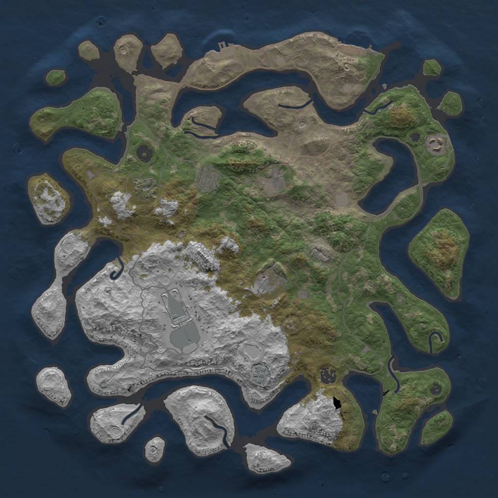 Rust Map: Procedural Map, Size: 4500, Seed: 399669945, 16 Monuments