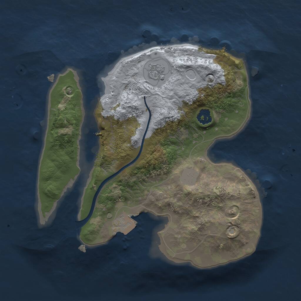 Rust Map: Procedural Map, Size: 2000, Seed: 76158, 2 Monuments