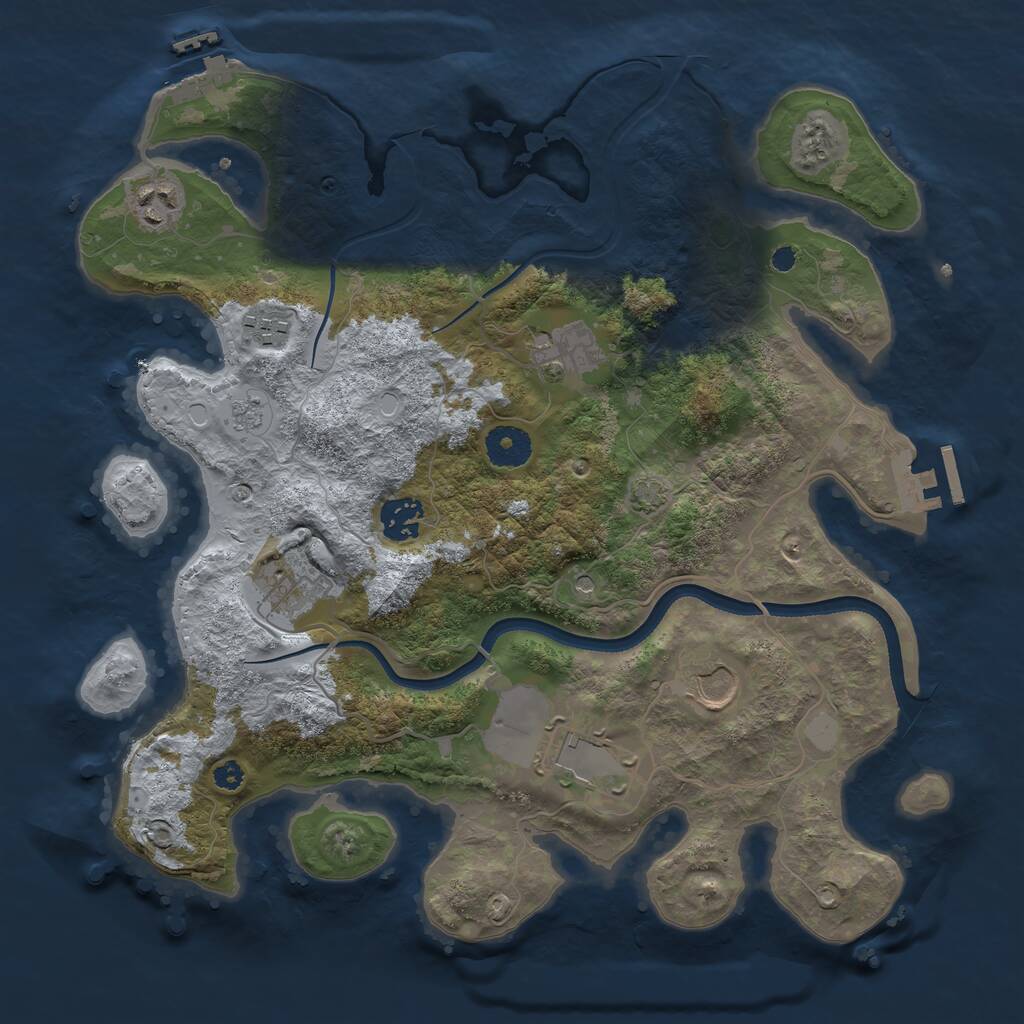 Rust Map: Procedural Map, Size: 3500, Seed: 691962433, 13 Monuments