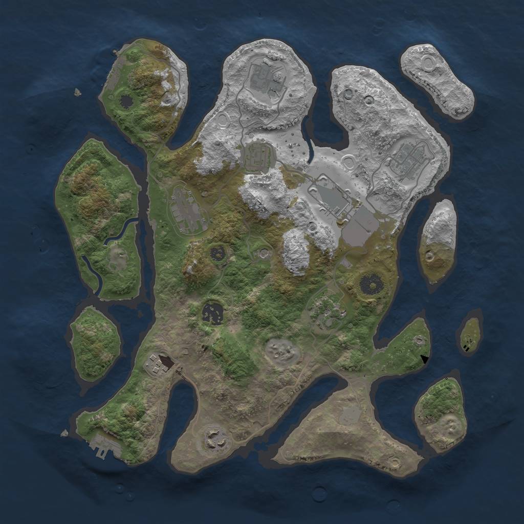 Rust Map: Procedural Map, Size: 3500, Seed: 91574351, 17 Monuments