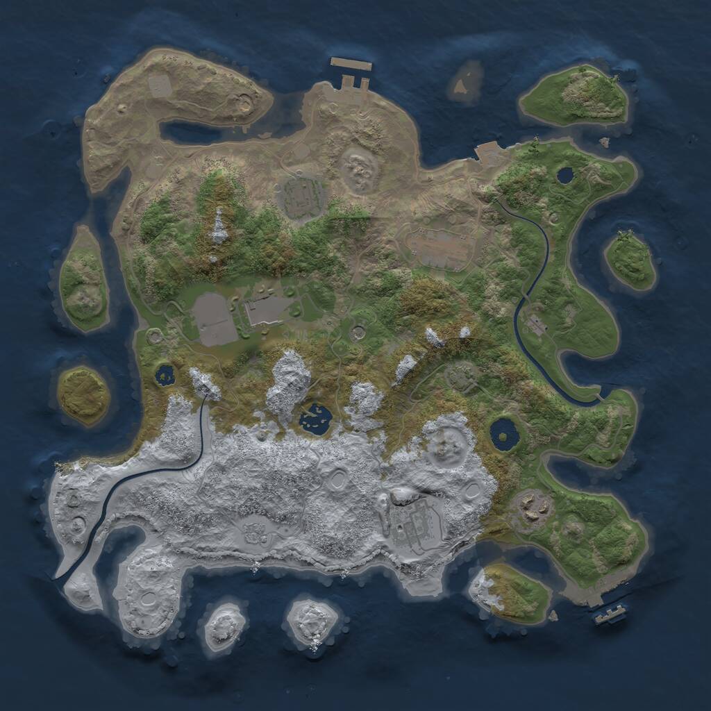 Rust Map: Procedural Map, Size: 3500, Seed: 7493233, 12 Monuments