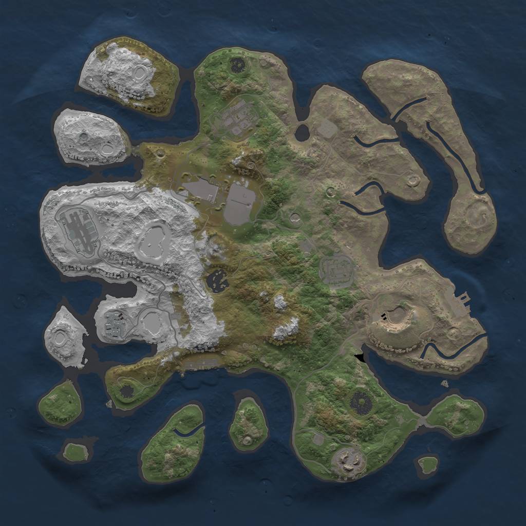 Rust Map: Procedural Map, Size: 3500, Seed: 848001726, 16 Monuments