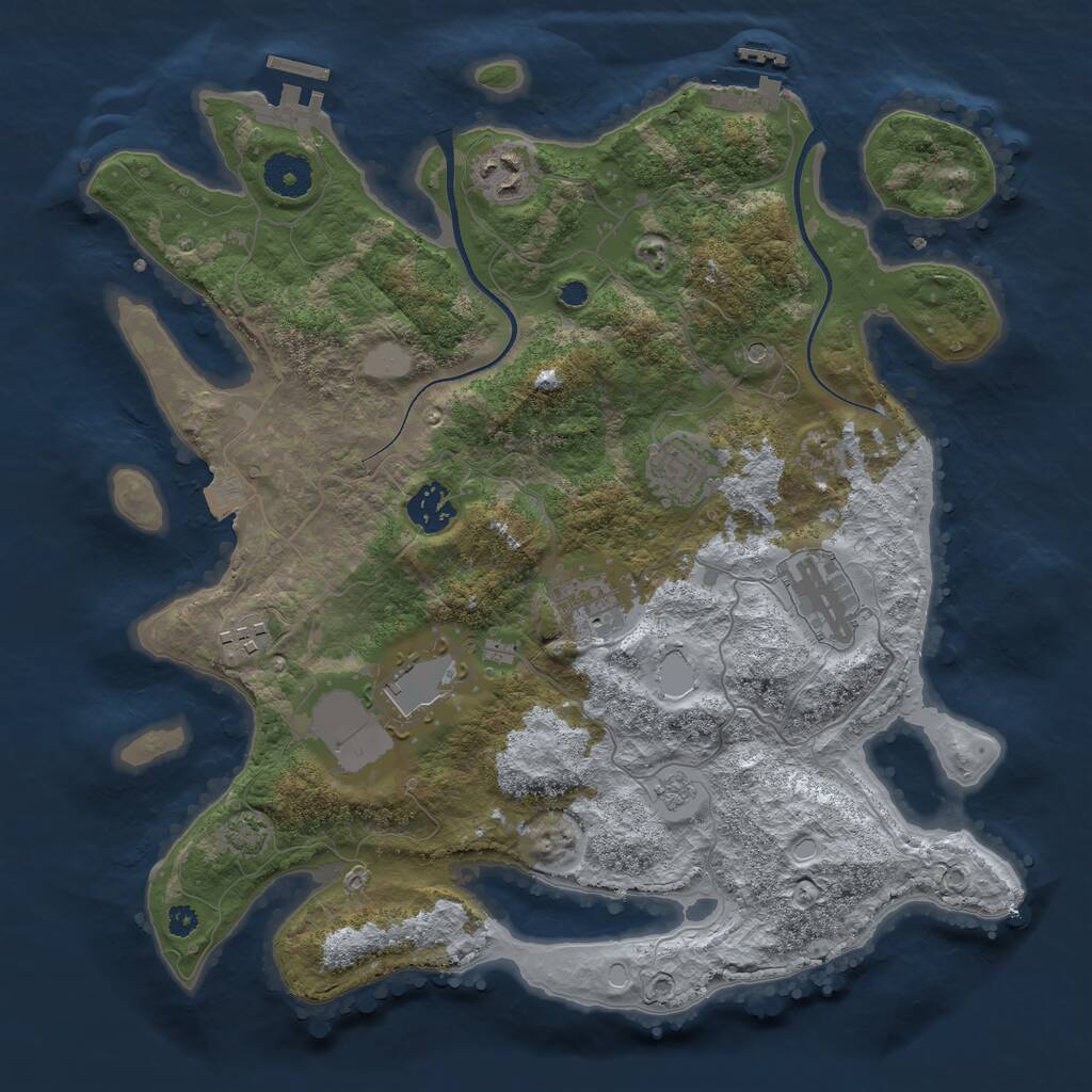 Rust Map: Procedural Map, Size: 3500, Seed: 364803254, 13 Monuments