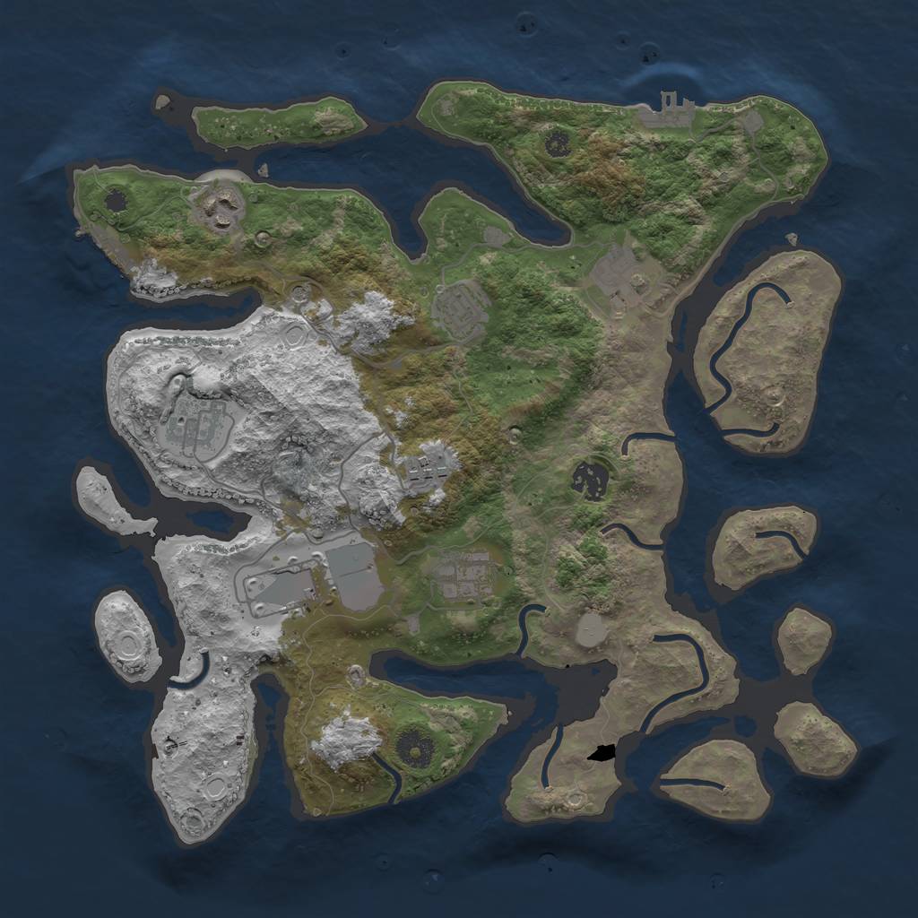 Rust Map: Procedural Map, Size: 3600, Seed: 3950788, 16 Monuments