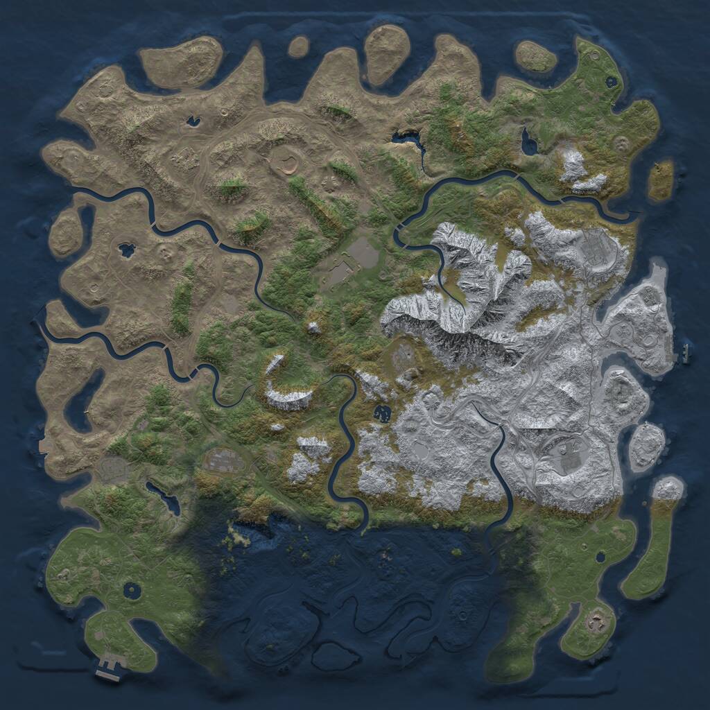 Rust Map: Procedural Map, Size: 6000, Seed: 101887098, 17 Monuments