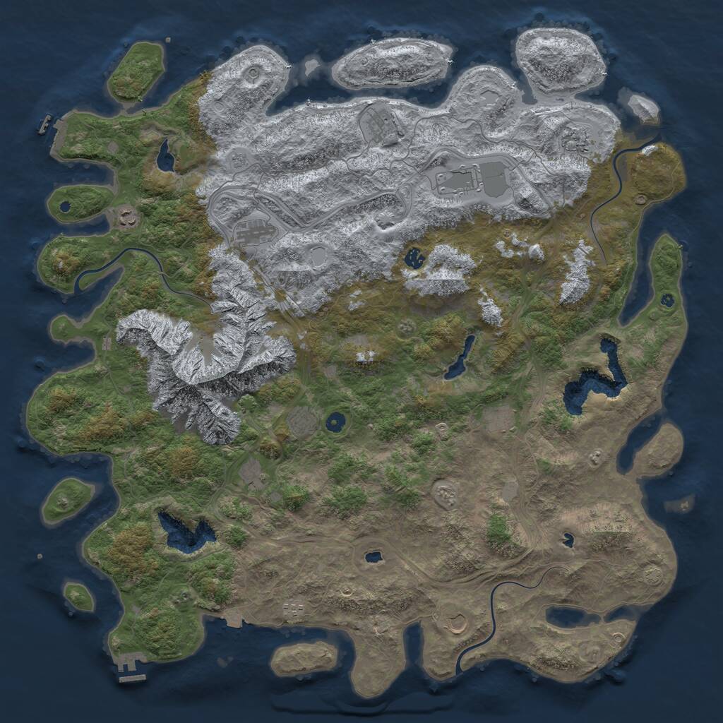 Rust Map: Procedural Map, Size: 5500, Seed: 65, 17 Monuments