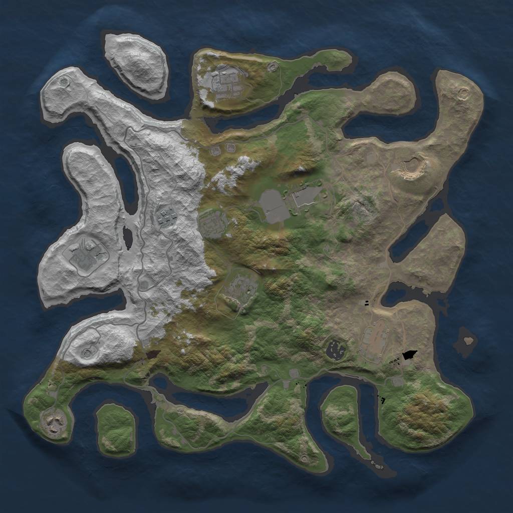 Rust Map: Barren, Size: 4000, Seed: 1725062985, 13 Monuments
