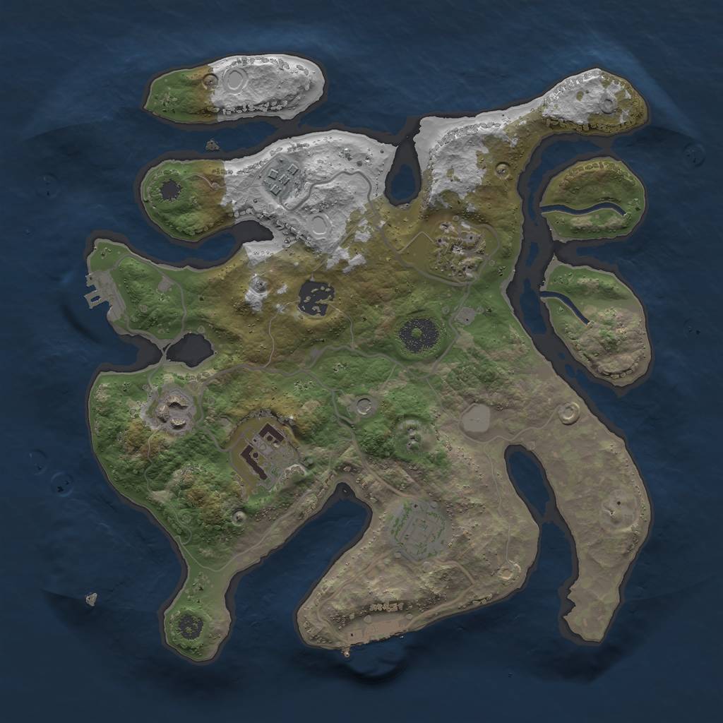 Rust Map: Procedural Map, Size: 3000, Seed: 877466703, 14 Monuments