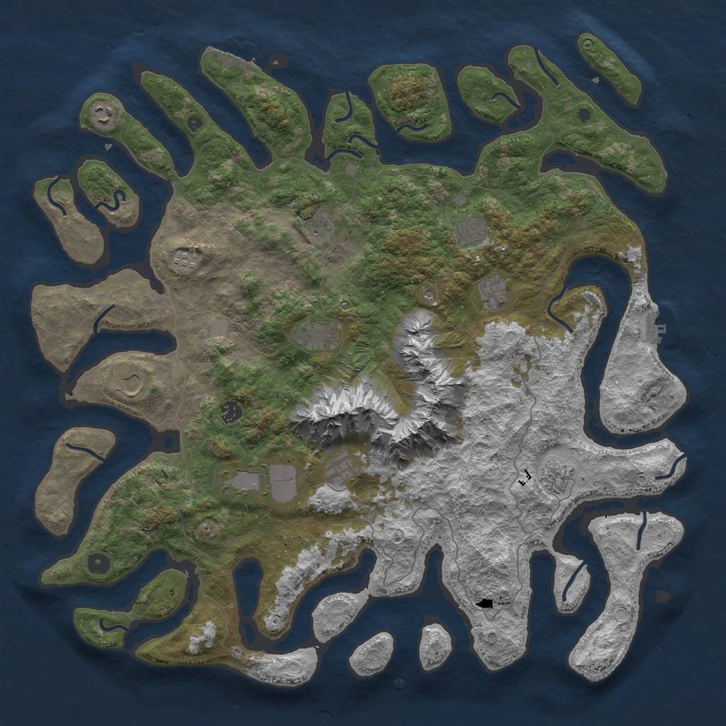 Rust Map: Procedural Map, Size: 5000, Seed: 49052398, 19 Monuments