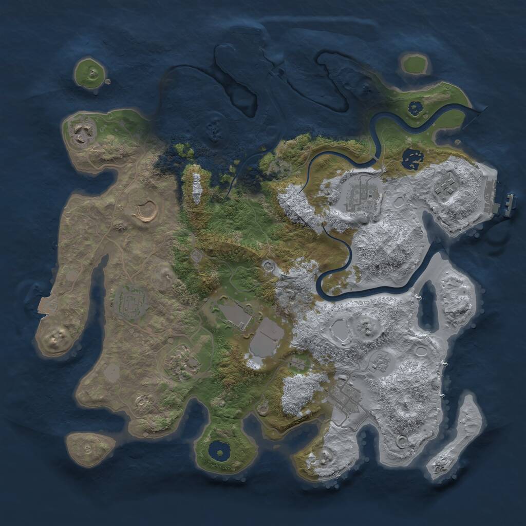 Rust Map: Procedural Map, Size: 3650, Seed: 41059068, 15 Monuments