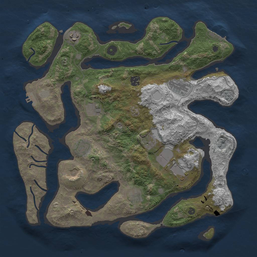 Rust Map: Procedural Map, Size: 3800, Seed: 1453438564, 18 Monuments