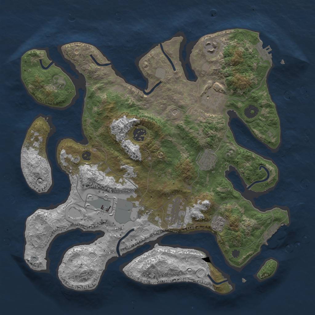 Rust Map: Procedural Map, Size: 3500, Seed: 2971883, 15 Monuments