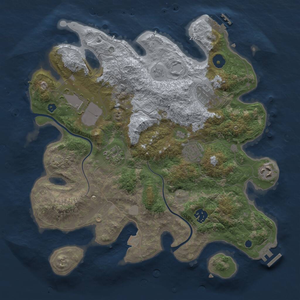 Rust Map: Procedural Map, Size: 3500, Seed: 640390705, 12 Monuments