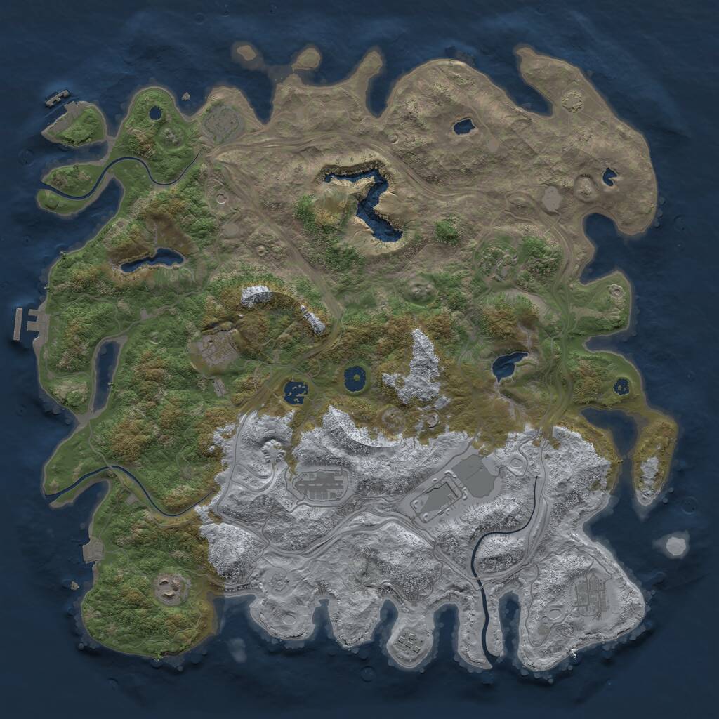 Rust Map: Procedural Map, Size: 4500, Seed: 1236408853, 15 Monuments