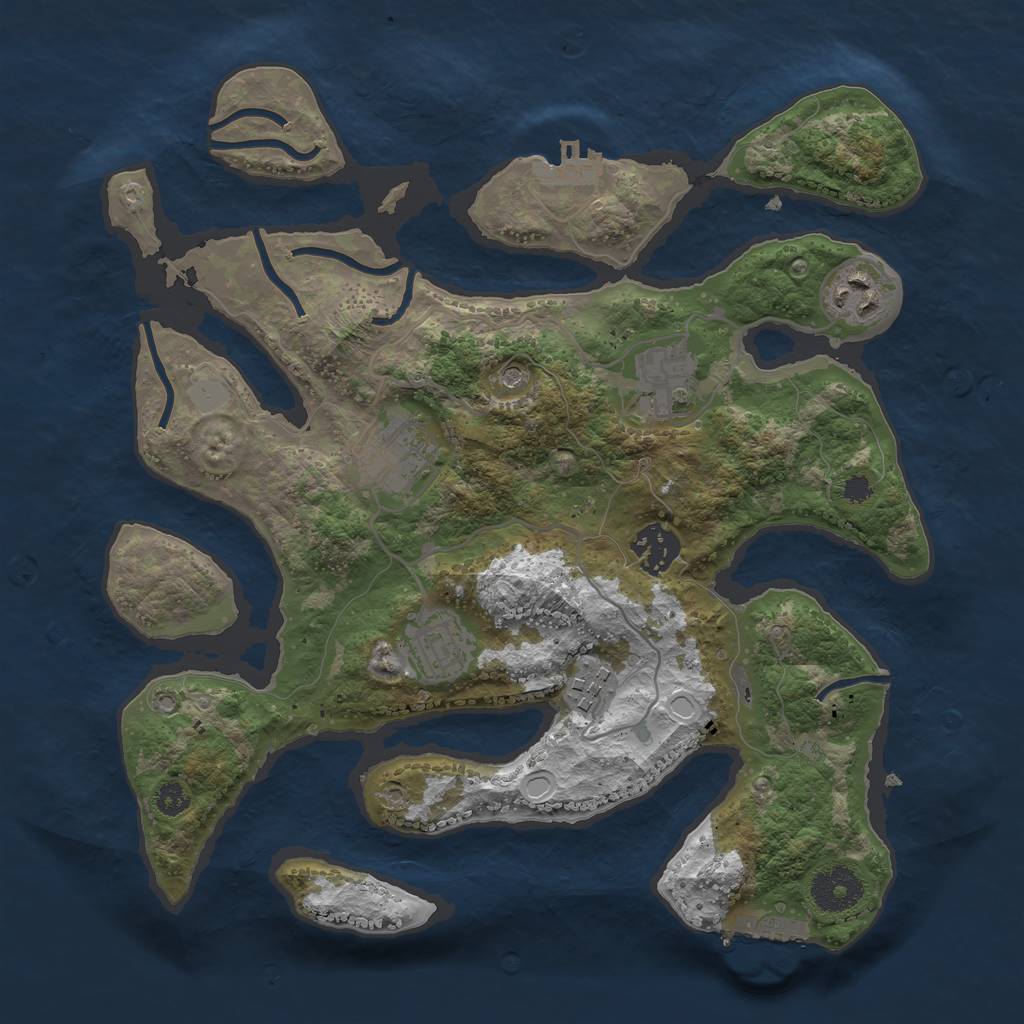 Rust Map: Procedural Map, Size: 3200, Seed: 1925420379, 14 Monuments