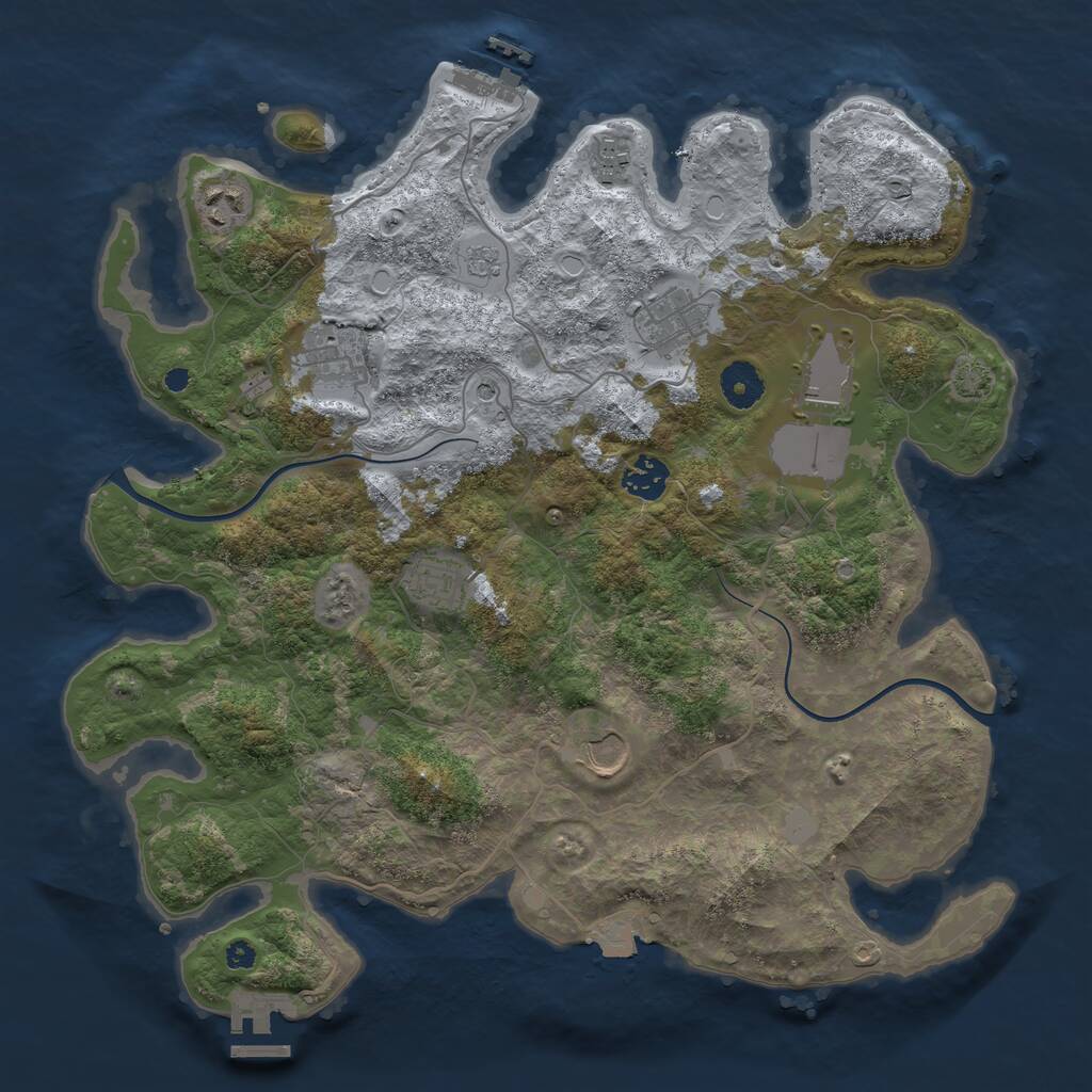 Rust Map: Procedural Map, Size: 3700, Seed: 144281658, 14 Monuments