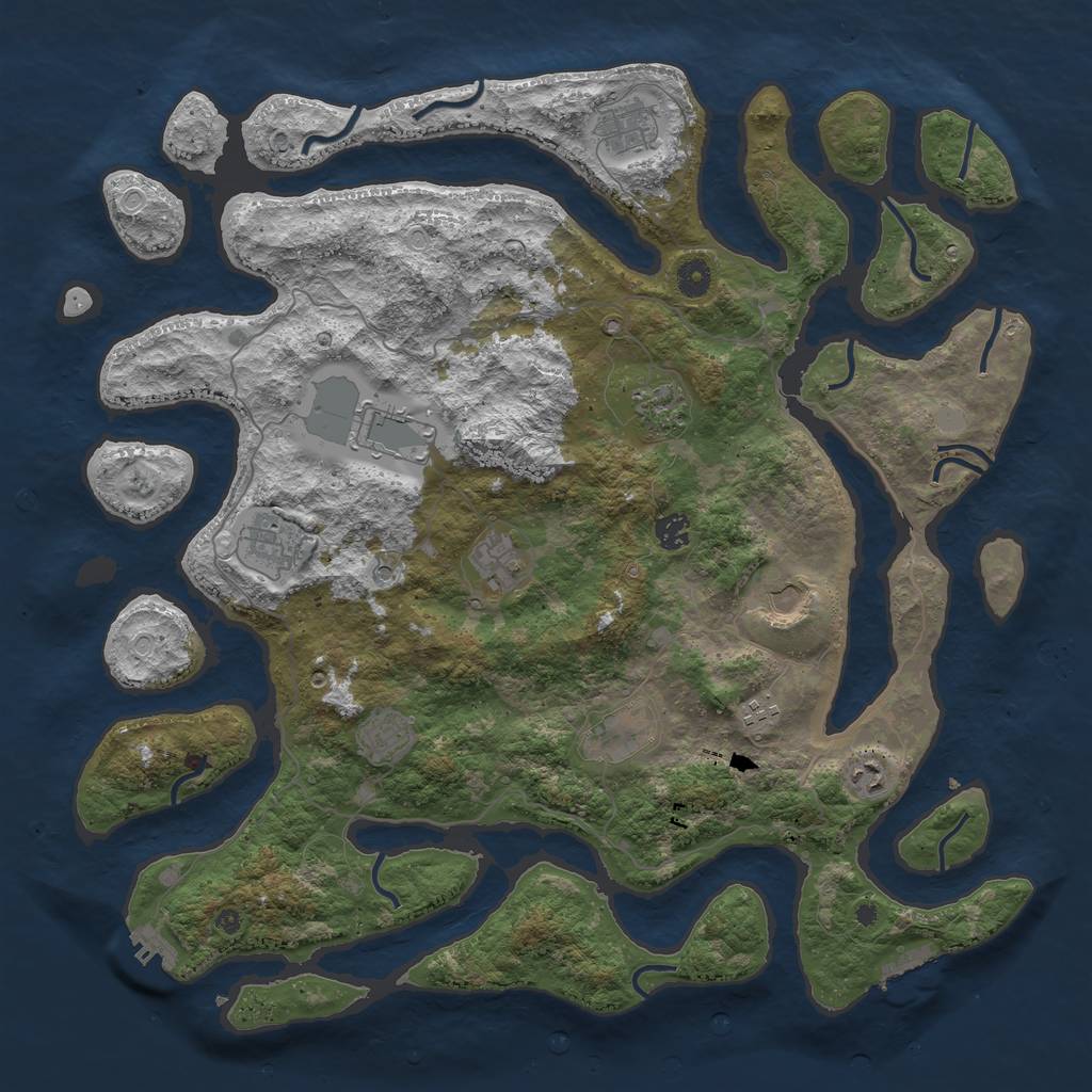Rust Map: Procedural Map, Size: 4500, Seed: 25348, 19 Monuments