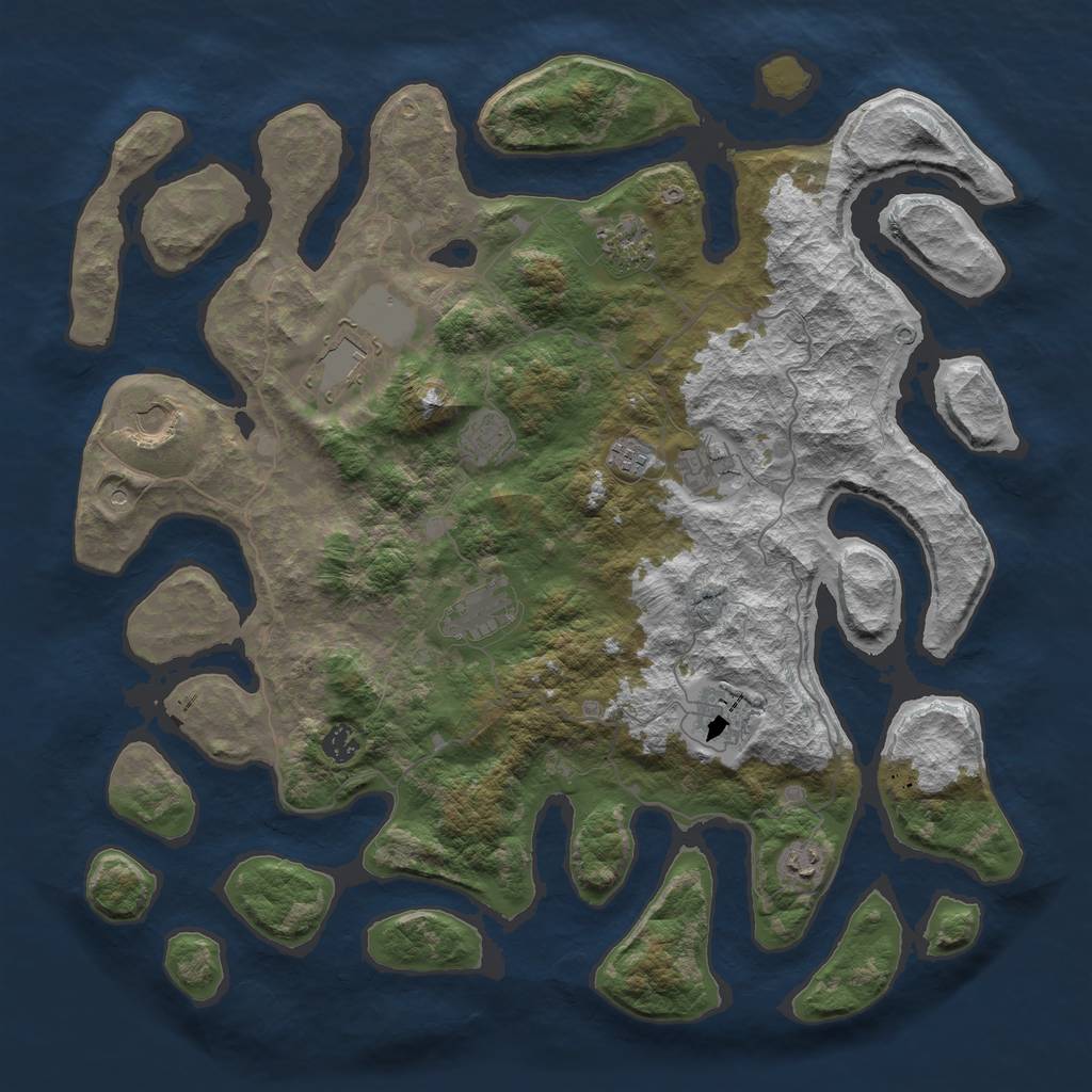 Rust Map: Barren, Size: 4500, Seed: 8559572, 13 Monuments