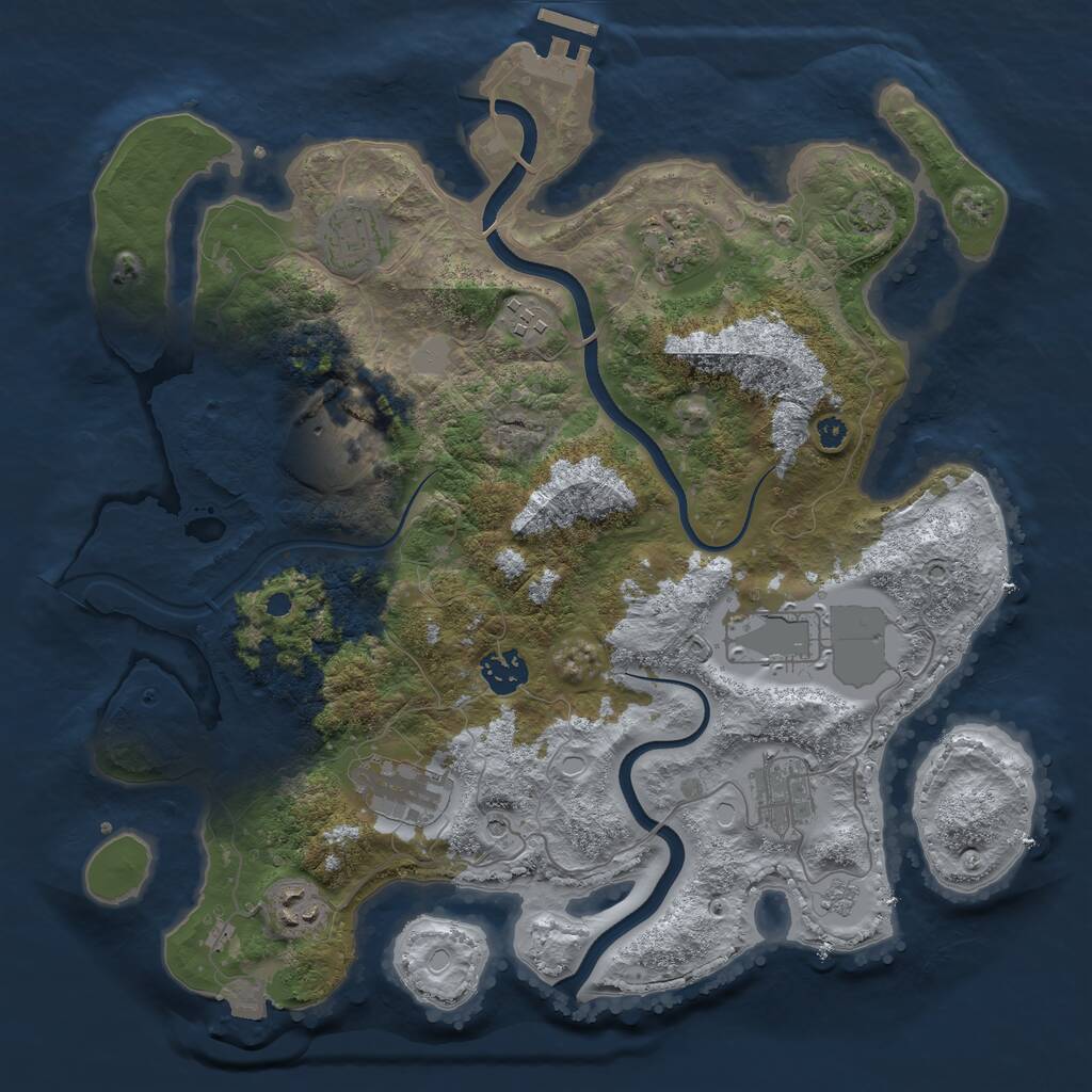 Rust Map: Procedural Map, Size: 3600, Seed: 222231136, 14 Monuments