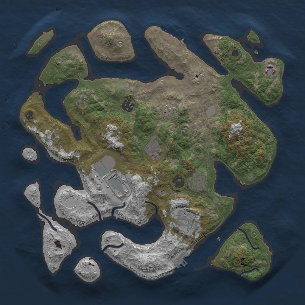 Rust Map: Procedural Map, Size: 3700, Seed: 3817, 15 Monuments