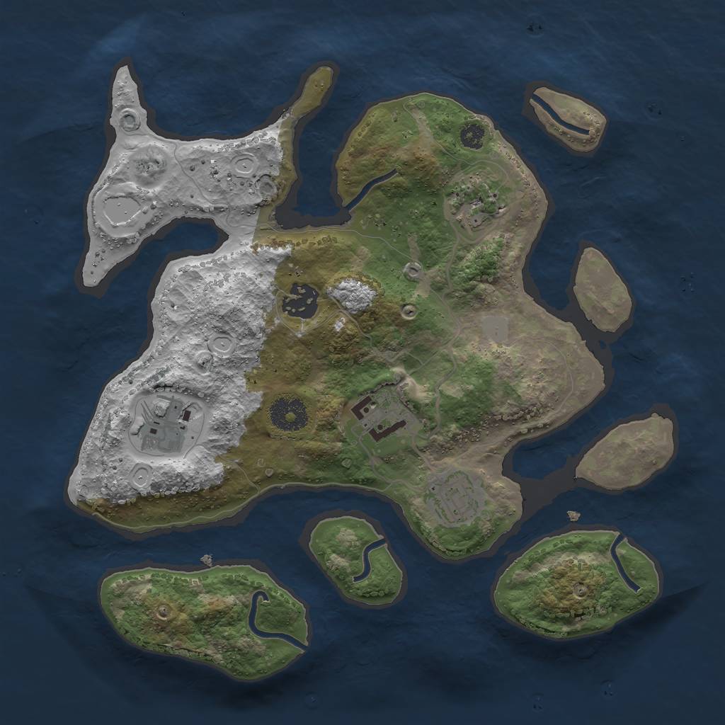 Rust Map: Procedural Map, Size: 3000, Seed: 542987462, 10 Monuments