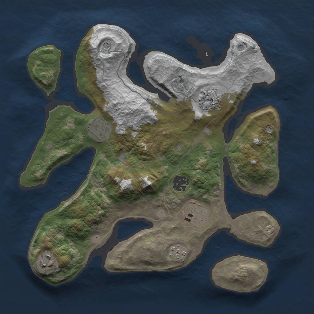 Rust Map: Barren, Size: 3000, Seed: 364099, 9 Monuments