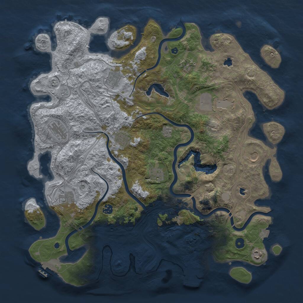 Rust Map: Procedural Map, Size: 4500, Seed: 183845100, 17 Monuments