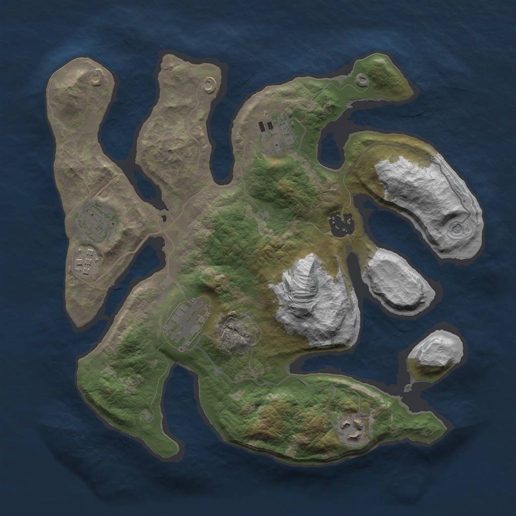 Rust Map: Barren, Size: 3000, Seed: 799182, 9 Monuments