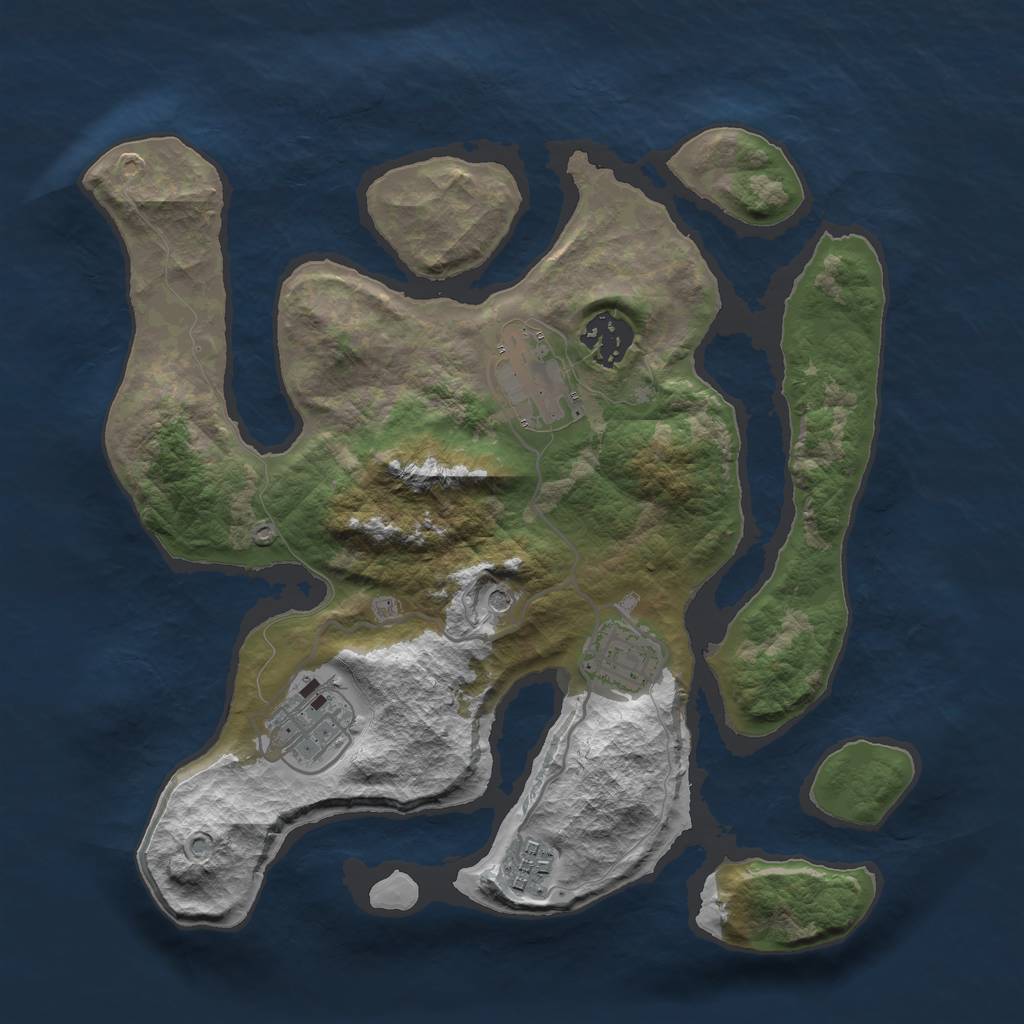 Rust Map: Barren, Size: 3000, Seed: 194532, 8 Monuments