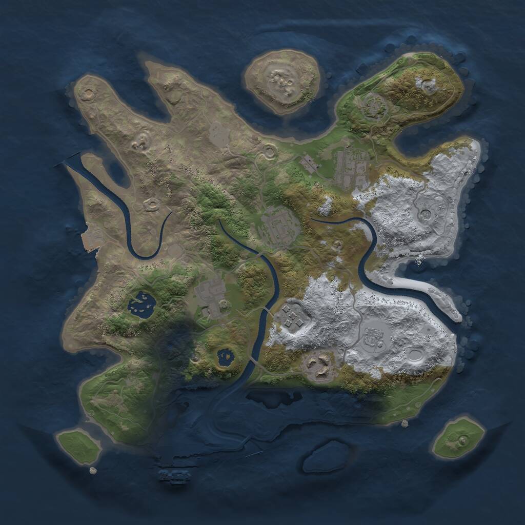 Rust Map: Procedural Map, Size: 3000, Seed: 399977, 11 Monuments