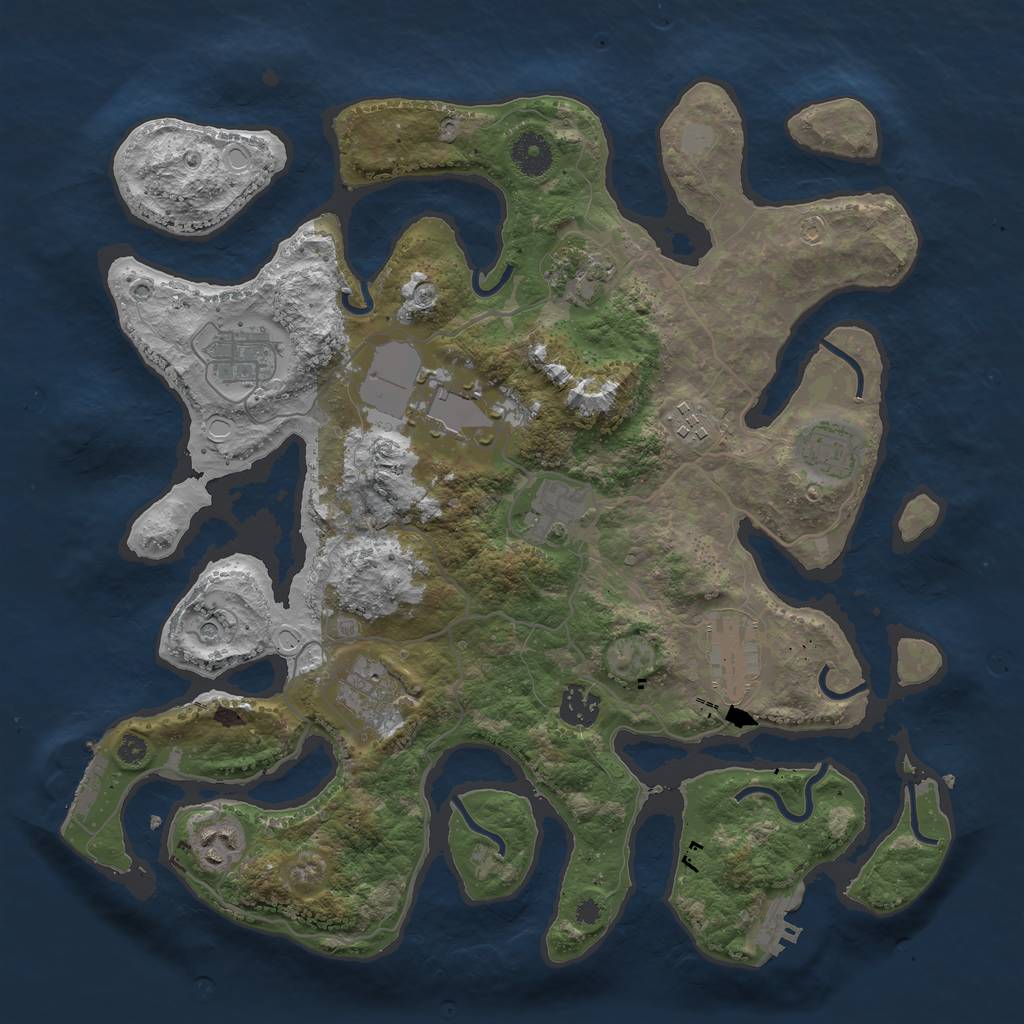 Rust Map: Procedural Map, Size: 3700, Seed: 781334631, 18 Monuments