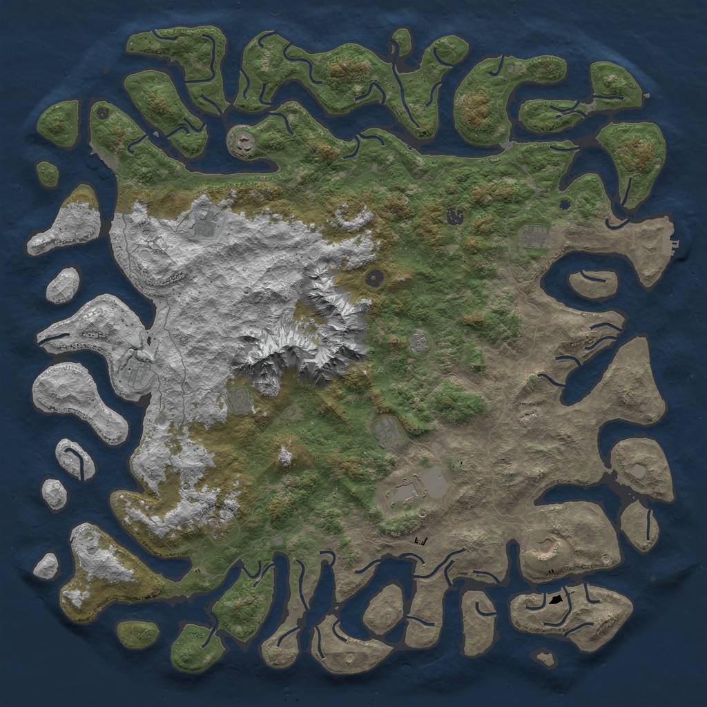 Rust Map: Procedural Map, Size: 6000, Seed: 691962433, 19 Monuments
