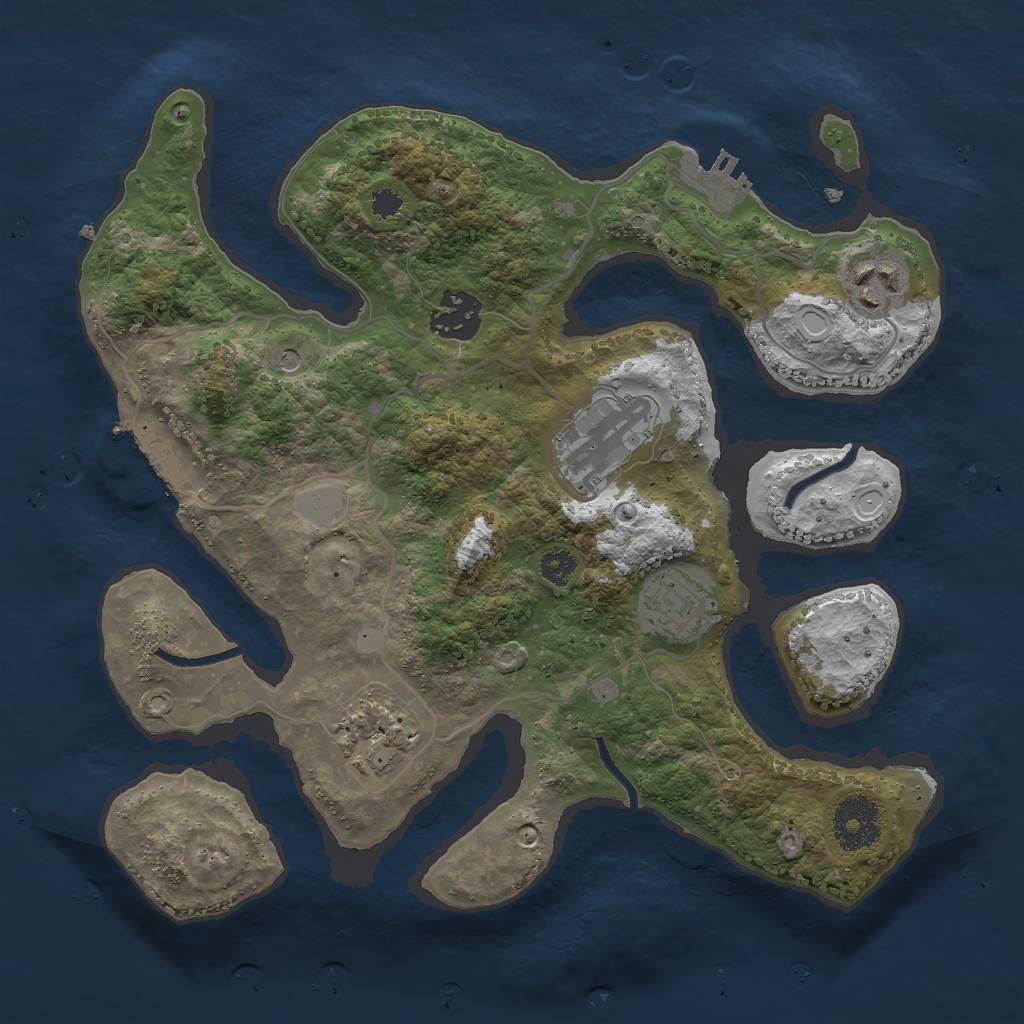 Rust Map: Procedural Map, Size: 3000, Seed: 1346442459, 13 Monuments